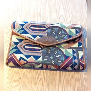 Vintage quilted and leather clutch made in Florence